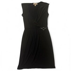 Michael Kors Black Sleeveless V-Neck Belted Dress | Size XS